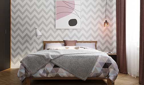 Спальня в современном стиле  с геометрическим орнаментом